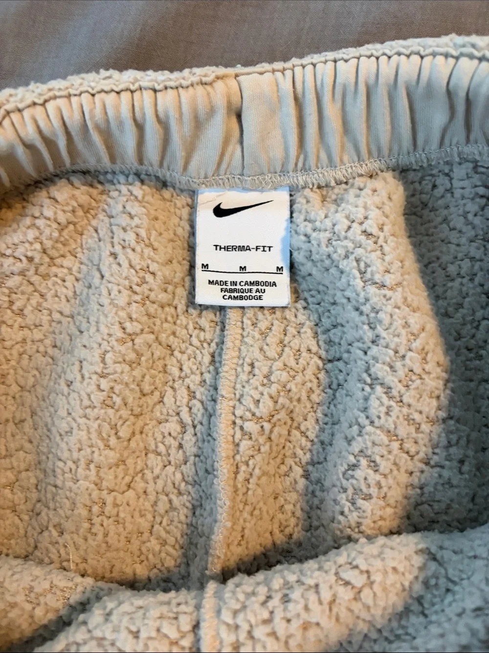 Nike Cream Sherpa Joggers with Black Swoosh